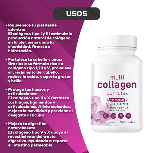 Colágeno 5 en 1 + Ácido Hialurónico y Biotina | Piel, Cabello, Uñas y Articulaciones