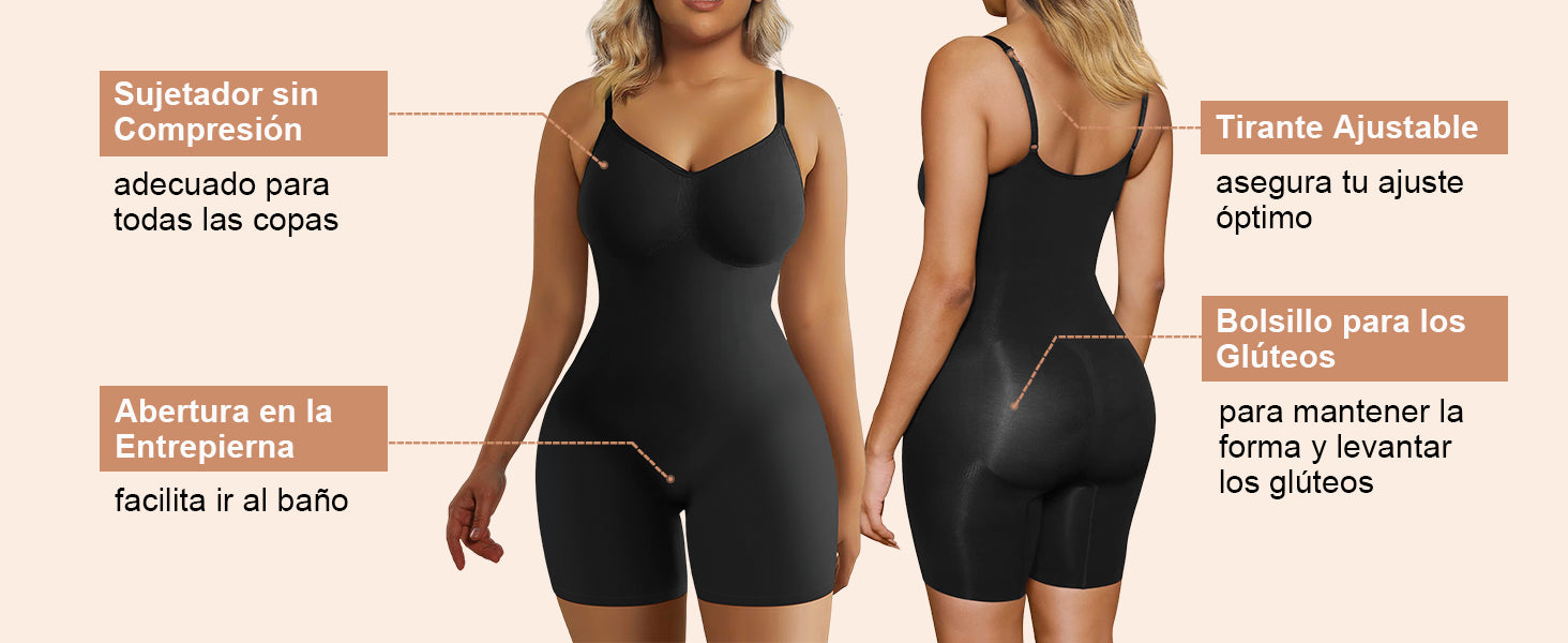 Body Moldeador Mujer Faja Reductora Sin Costuras Control Abdomen Levanta Glúteos