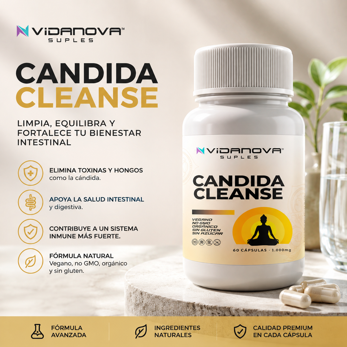 Tripack Bienestar Integral: NAD+ Resveratrol + Ashwagandha + Candida Cleanse