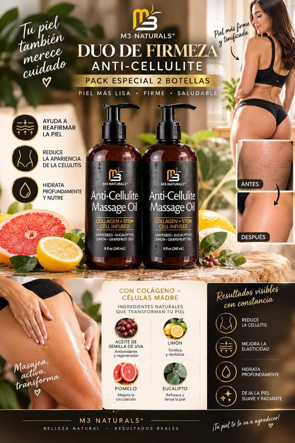 Pack 2 Aceites Masaje Corporal Reafirma