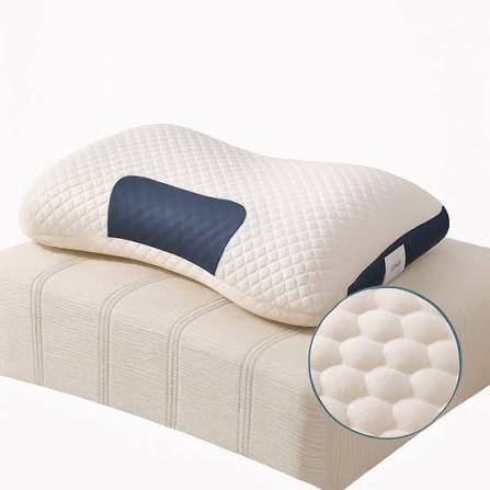 Almohada cervical ortopédica memory foam — vista del producto y detalle de textura