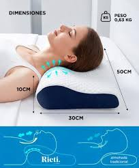 Almohada cervical ortopédica — dimensiones 50x30x10cm, peso 0.63kg, alineación cervical