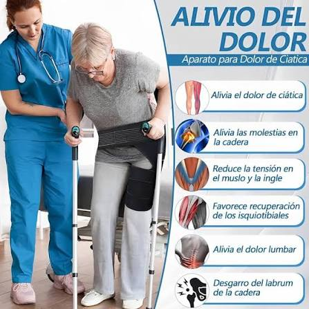 Soporte cadera ciática — beneficios: alivia dolor de ciática, cadera, muslo e isquiotibiales